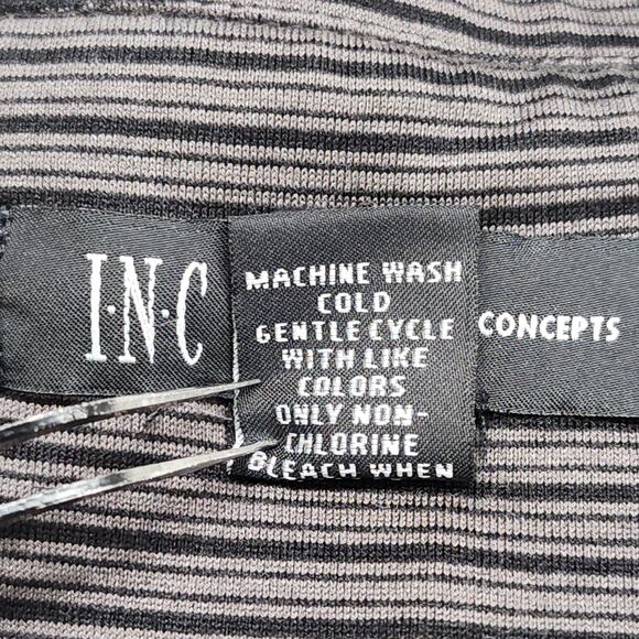 INC Shirt Mens S Brown Black Striped Stretch Slim Fit Button Down Long Sleeves - Picture 5 of 8